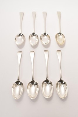 Lot 405 - Set of 8 Victorian Old English pattern table spoons, London 1875, maker George Adams