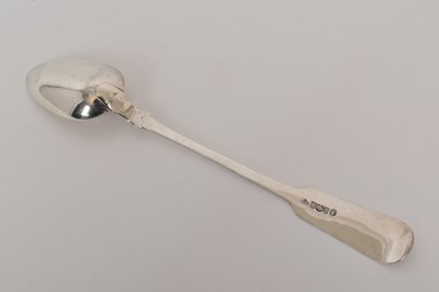 Lot 407 - Victorian Scottish silver fiddle pattern basting spoon, Edinburgh 1855