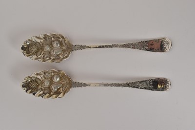 Lot 408 - Pair of Victorian Hanoverian pattern berry spoons, London 1863