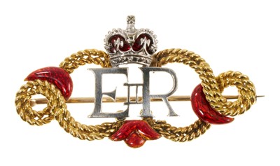 Lot 35 - Scarce H.M. Queen Elizabeth II two colour gold and enamel presentation brooch in case