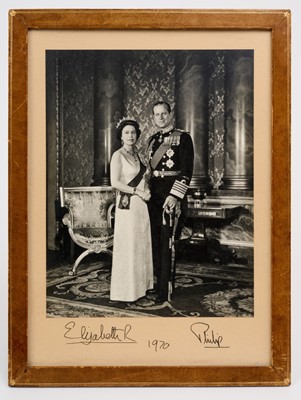 Lot 38 - H.M. Queen Elizabeth II and The Duke of Edinburgh signed 1970 presentation portrait photograph in glazed frame