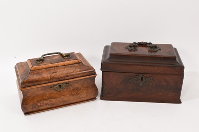 Lot 1130 - 18th century walnut tea caddy of bombe form, together with 18th century tea caddy