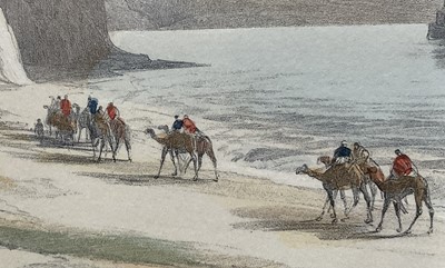 Lot 289 - After David Roberts, pair of coloured prints - Site of Petra and Island of Graia, Gulf of Akabah, 20th century versions, 40cm x 55cm, in glazed gilt frames