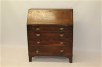 Lot 1739 - Unusual George III fruitwood bureau with...