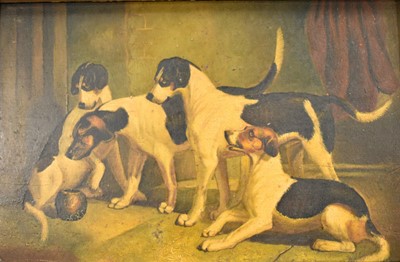 Lot 1447 - Manner of Thomas Woodward (1801-1852), oil on panel, The Puckeridge Hounds, 17 x 25cm, in gilt frame