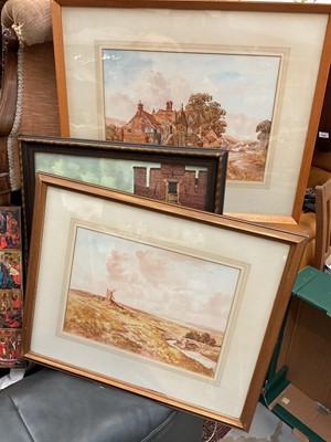 Lot 512 - H. Reynolds, watercolour study- The Downs near Beachy Head, Sussex, together with another- Ditchling, Sussex and two prints (4).