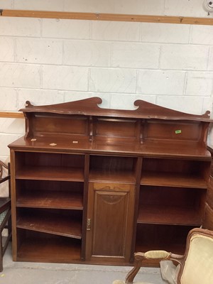 Lot 1389 - Edwardian mahogany bookcase with adjustable shelves and central panelled door, 183cm wide, 40cm deep, 158cm high