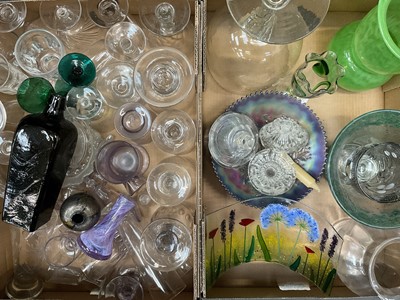 Lot 172 - Collection of glass including 19th century rummers, Dutch gin bottle, art glass and various other items. (2 boxes)