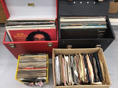 Lot 352 - Two cases of LP records including Prince, Bob Marley, Ella Fitzgerald, Bonnie Dobson etc and two boxes of singles (4 boxes in total)