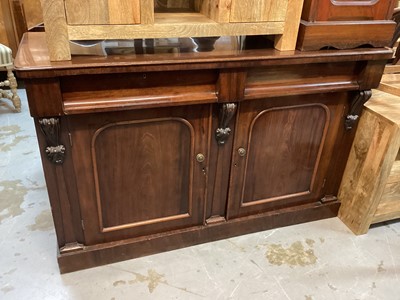 Lot 1426 - Victorian mahogany sideboard with two frieze drawers and panelled doors below, 136cm wide, 44.5cm deep, 87cm high