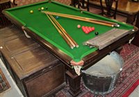 Lot 1751 - Edwardian Riley snooker table on square taper...