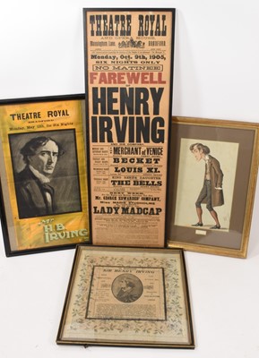 Lot 1066 - Collection of advertising pieces relating to Henry Irving, including large bill poster