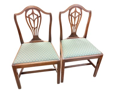 Lot 1433 - Pair of 19th century mahogany dining chairs with pierced splat backs and drop in seats