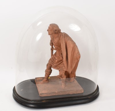 Lot 1067 - Early 20th century terracotta maquette study of Sir Henry Irving in the role of Macbeth, housed under glass dome