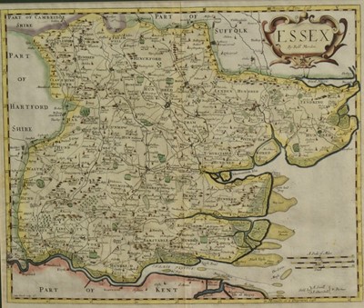 Lot 1300 - C. Smith, early 19th century hand coloured engraved map of Essex, 52cm x 57cm, Robert Morden Essex map