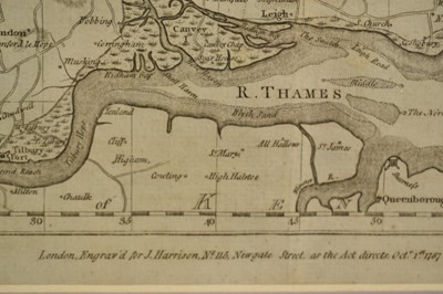 Lot 1300 - C. Smith, early 19th century hand coloured engraved map of Essex, 52cm x 57cm, Robert Morden Essex map