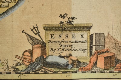 Lot 1300 - C. Smith, early 19th century hand coloured engraved map of Essex, 52cm x 57cm, Robert Morden Essex map