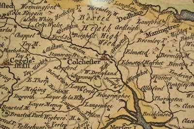 Lot 1300 - C. Smith, early 19th century hand coloured engraved map of Essex, 52cm x 57cm, Robert Morden Essex map