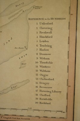 Lot 1300 - C. Smith, early 19th century hand coloured engraved map of Essex, 52cm x 57cm, Robert Morden Essex map