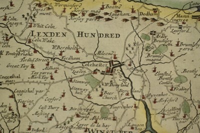 Lot 1300 - C. Smith, early 19th century hand coloured engraved map of Essex, 52cm x 57cm, Robert Morden Essex map