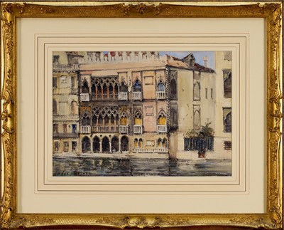 Lot 1268 - Jules Lessore (1849-1892) watercolour - Golden Palace, Venice, signed, in glazed gilt frame