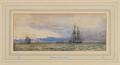 Lot 1253 - William Lionel Wyllie (1851-1931) watercolour - Trading Schooners on the Clyde, signed, in glazed frame