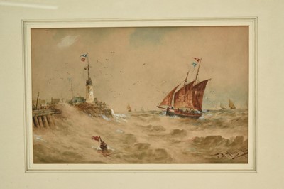 Lot 1271 - Thomas Bush Hardy (1842-1897) watercolour - Shipping off the Harbour, signed, in glazed frame