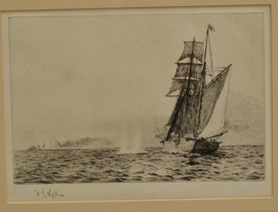 Lot 197 - William Lionel Wyllie (1851-1931), signed etching - Q Boat Probus, 17cm x 24cm, in glazed frame