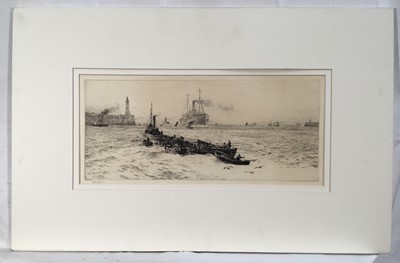 Lot 1261 - William Lionel Wyllie (1851-1931) signed etching - Tynemouth, 18cm x 39cm, mounted