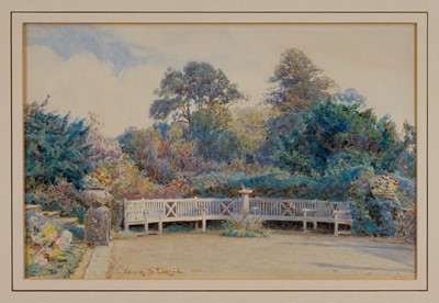 Lot 1270 - George Samuel Elgood (1851-1943) watercolour - The White Bench, signed, in glazed gilt frame