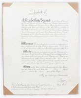 Lot 3 - HM Queen Elizabeth II - signed warrant...
