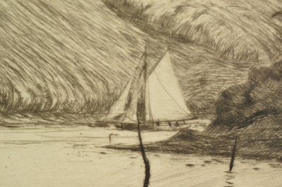 Lot 1265 - Harold Wyllie (1880-1973) signed etching - Hulk at Anchor, in glazed frame