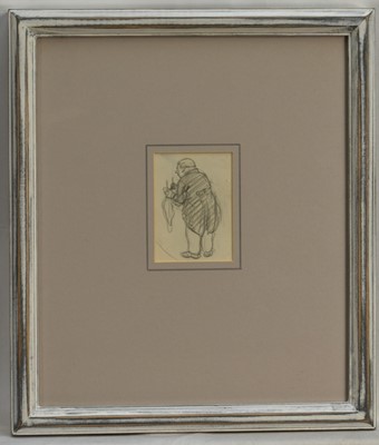 Lot 1284 - *Ernest Shepard (1927-1976) two pencil drawings - ‘Man deep in thought’, 10cm x 7cm and ‘Man cleaning his spectacles’