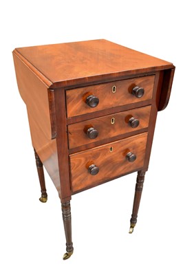 Lot 1718 - Regency mahogany three drawer work table