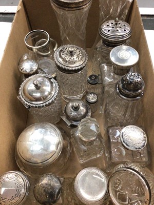 Lot 1099 - Collection of silver topped glass bottles and jars