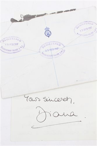 Lot 8 - HRH Diana Princess of Wales - handwritten...