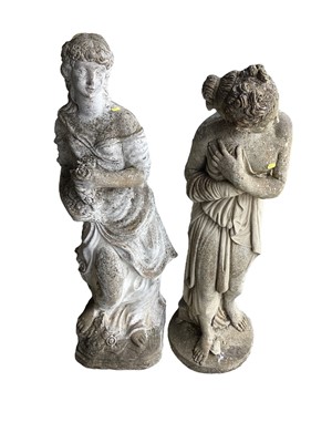 Lot 1462 - Two concrete garden female statues, approximately 120cm and 115cm