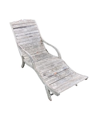 Lot 1463 - Teak garden sun lounger, 184cm long, 66cm wide