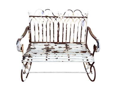 Lot 1464 - Metal rocking garden bench, 99cm wide, 96cm high