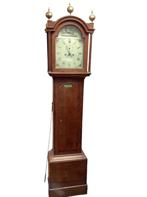 Lot 1475 - 19th century oak longcase clock with painted dial