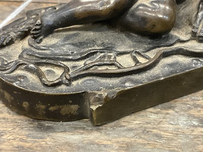 Lot 1104 - Francesco Fanelli (1577-c.1657) bronze - Sleeping Cupid, related paperwork beneath