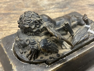 Lot 1104 - Francesco Fanelli (1577-c.1657) bronze - Sleeping Cupid, related paperwork beneath