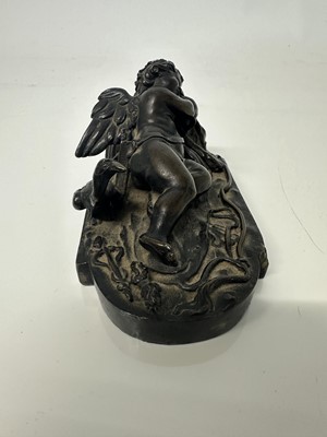 Lot 1104 - Francesco Fanelli (1577-c.1657) bronze - Sleeping Cupid, related paperwork beneath