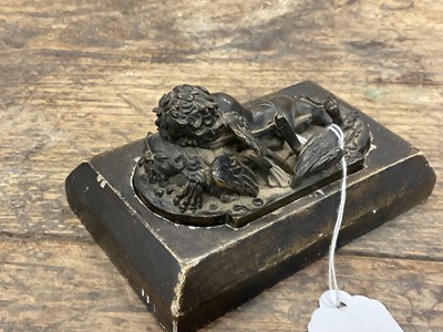 Lot 1104 - Francesco Fanelli (1577-c.1657) bronze - Sleeping Cupid, related paperwork beneath