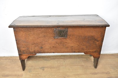 Lot 1574 - Late 17th century provincial elm six plank coffer