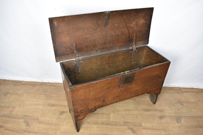 Lot 1574 - Late 17th century provincial elm six plank coffer