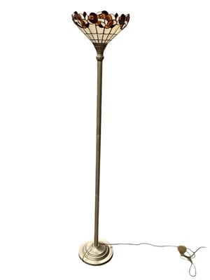 Lot 1483 - Modern standard lamp with Tiffany style shade