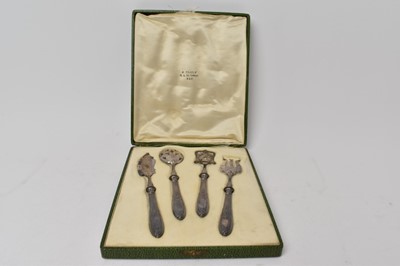 Lot 429 - Early 2oth century four piece French silver Foie Gras/Hors D'oeuvre serving set