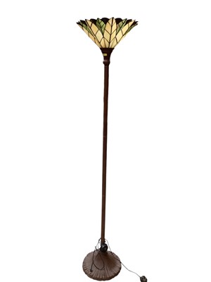 Lot 1484 - Modern standard lamp with Tiffany style shade