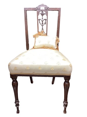 Lot 1488 - Edwardian chair with upholstered seat decorated with bees